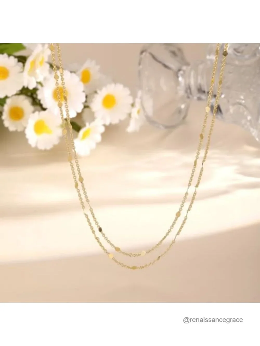 14K Gold Plated Layered Necklaces for Women Dainty Adjustable Choker Chain